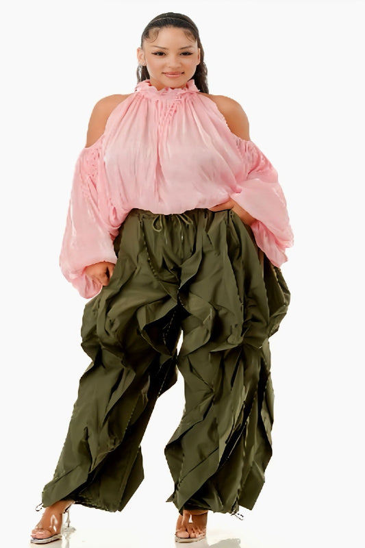 Wide Leg Dramatic Ruffle Jogger