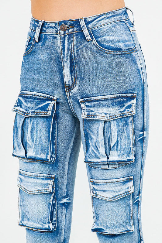 Multi Pocket Skinny Stacked Jeans