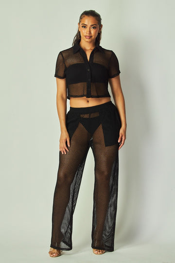 Crochet Short Sleeve Pants Set