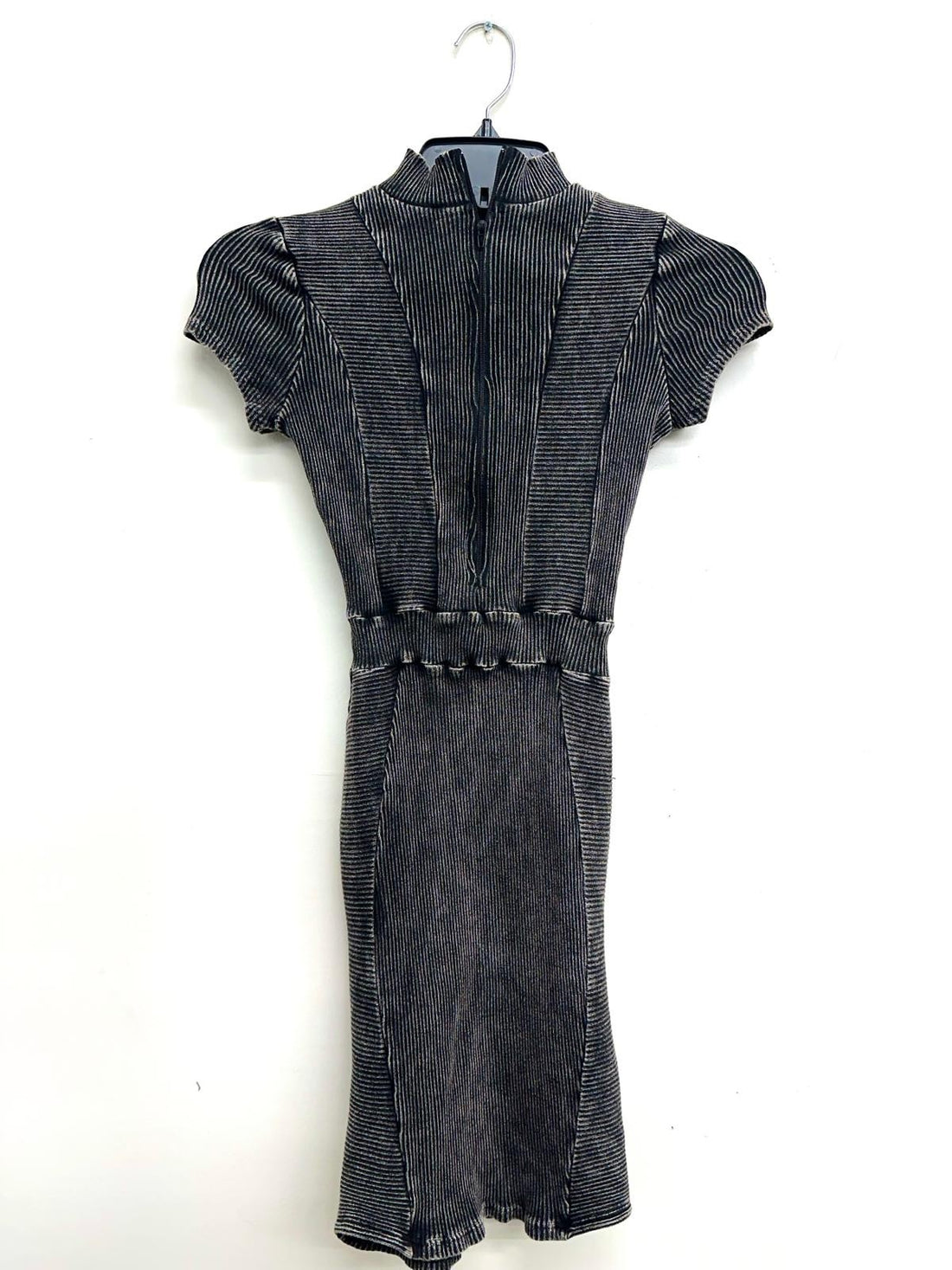 Cotton Mineral Wash Dress With Front Zipper