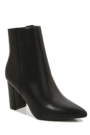 Pointy Toe Chunky Heel Ankle Booties