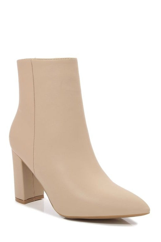 Pointy Toe Chunky Heel Ankle Booties