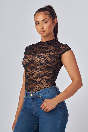 Cap Sleeve Lace Bodysuit