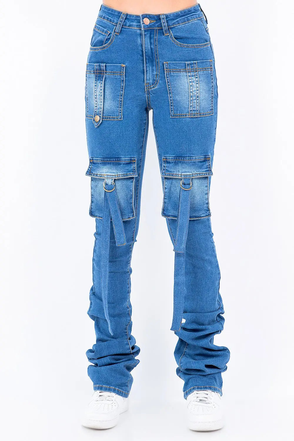 Multi Pocket Stacked Denim Jeans AMERICAN BAZI