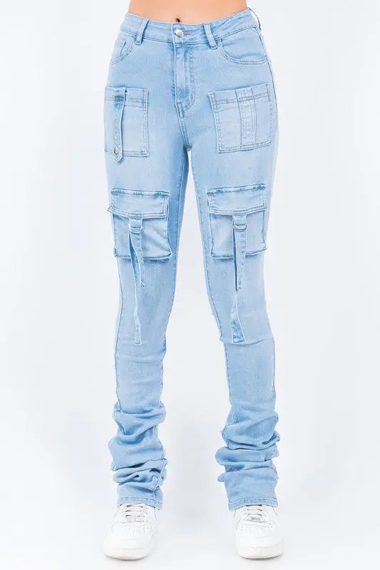 Multi Pocket Stacked Denim Jeans AMERICAN BAZI