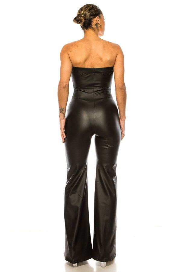 Faux Leather Tube Top Jumper