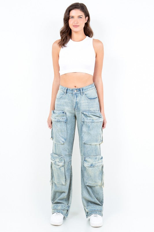 Oversized Wide Cargo Leg Jeans AMERICAN BAZI