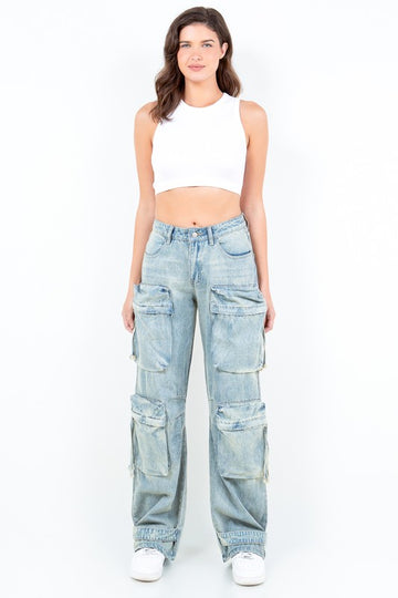 Oversized Wide Cargo Leg Jeans AMERICAN BAZI