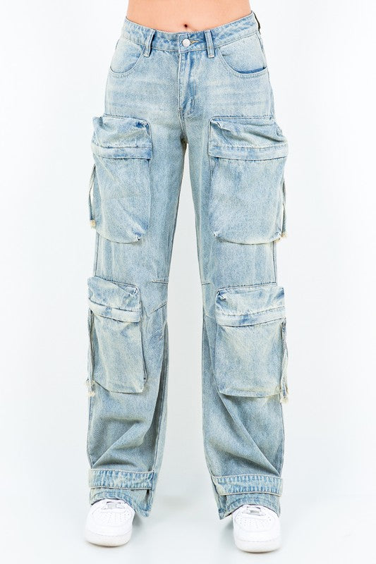 Oversized Wide Cargo Leg Jeans AMERICAN BAZI