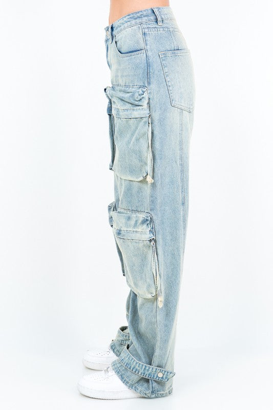 Oversized Wide Cargo Leg Jeans AMERICAN BAZI