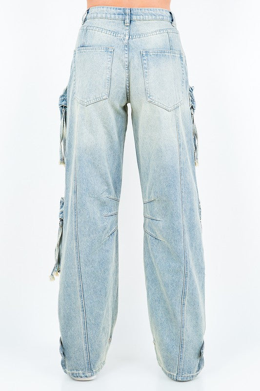 Oversized Wide Cargo Leg Jeans AMERICAN BAZI