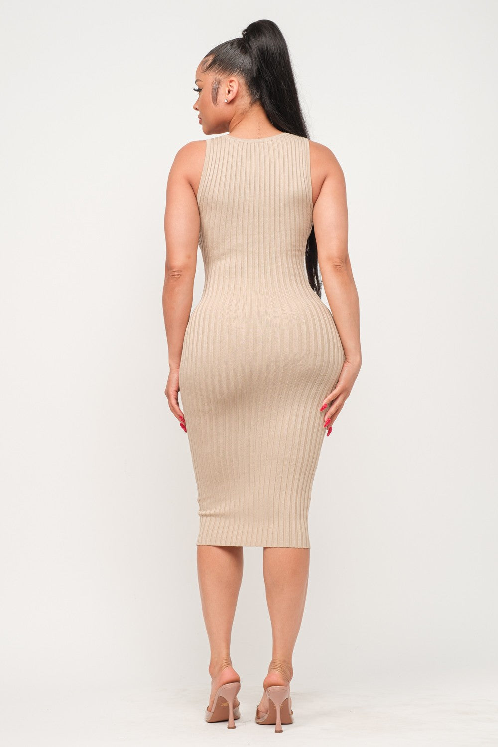 Sleeveless Ribbed Midi Dress