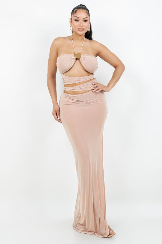 Tube Top With Drawstring Skirt Set