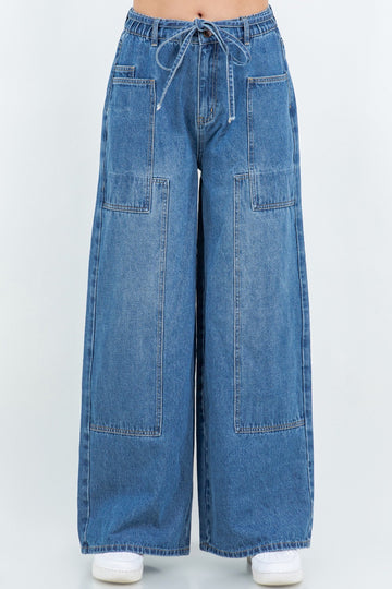 Patchworked Wide Leg Jeans