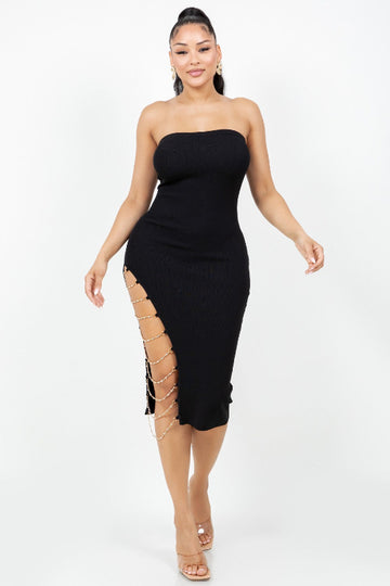 Rhinestone Chain Tube Dress