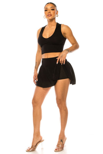 Pleated Skirt And Sleeveless Top Set