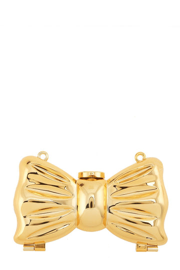 Metal Textured Bowtie Shape Clutch Bag