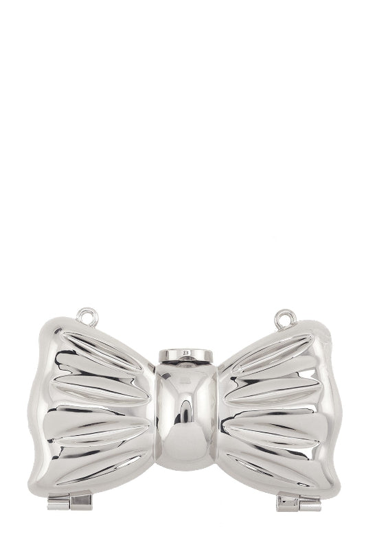 Metal Textured Bowtie Shape Clutch Bag