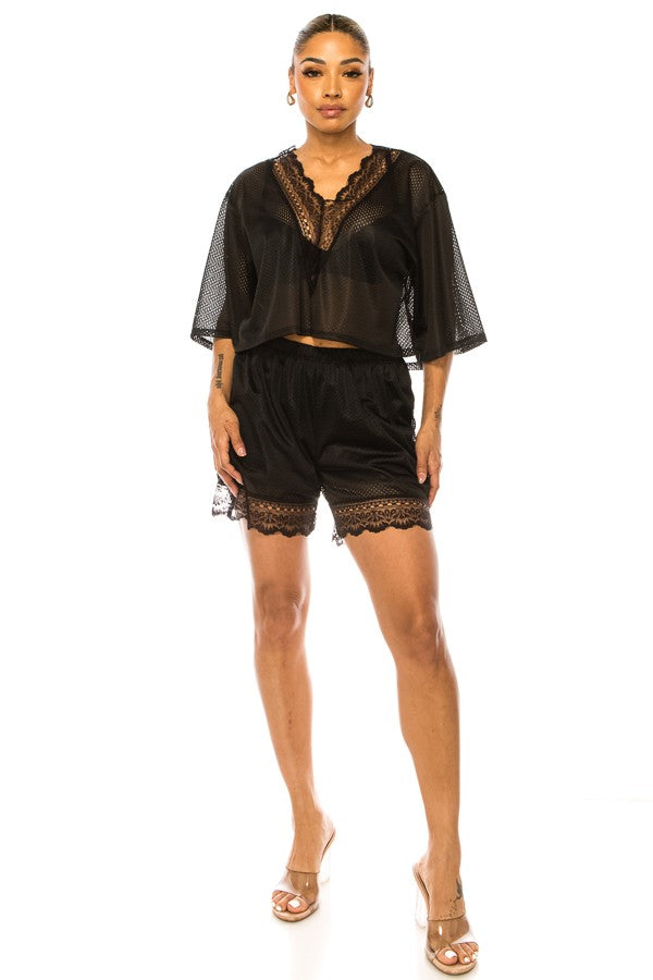 Lace Jersey Short Set