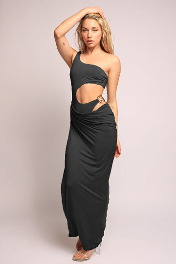 Cut Out Maxi Dress With Draped Detail