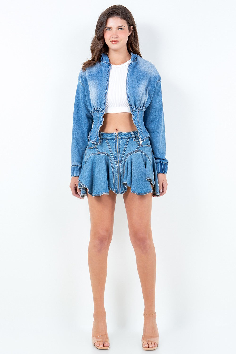 Denim Ruffle Skirt