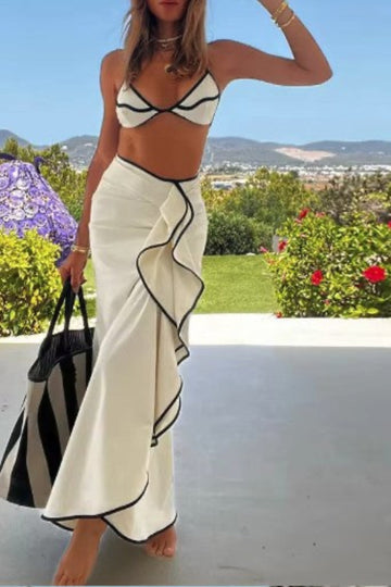 Contrast Ruffle 2 Piece Set