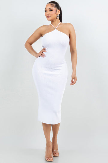 Halter Neck X Back Midi Dress