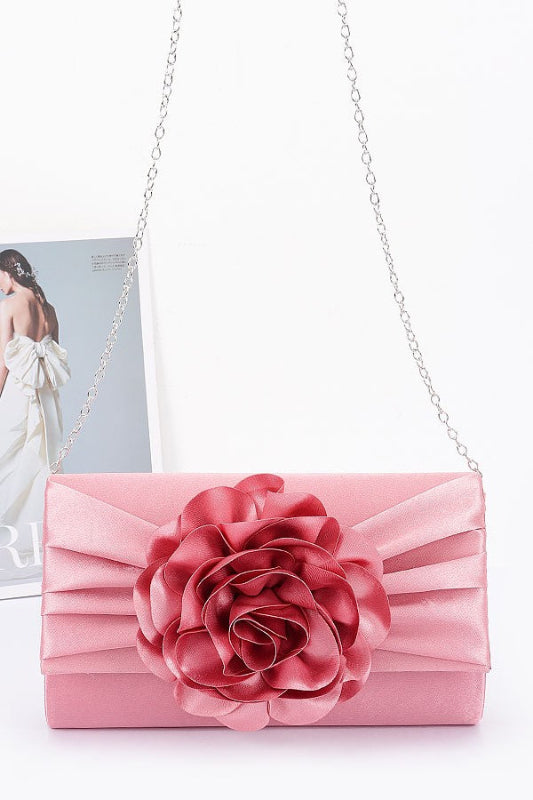 Satin Flower Party Clutch