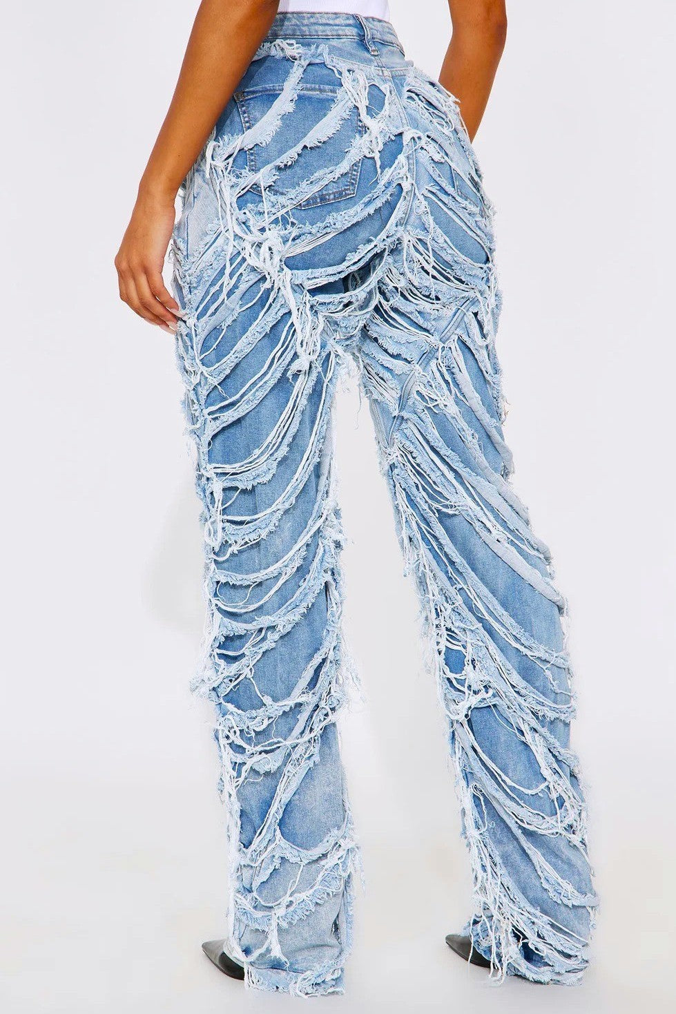 Mid Rise Dual Layer Shaggy Layer Jeans
