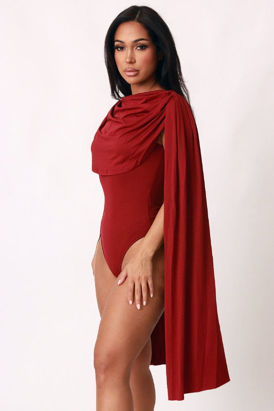 Sleeve Drape Solid Color Bodysuit