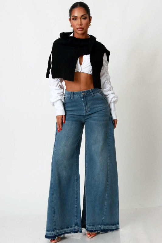 Pull Over Knit Split Shawl Scarf