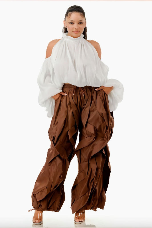 Wide Leg Ruffle Jogger