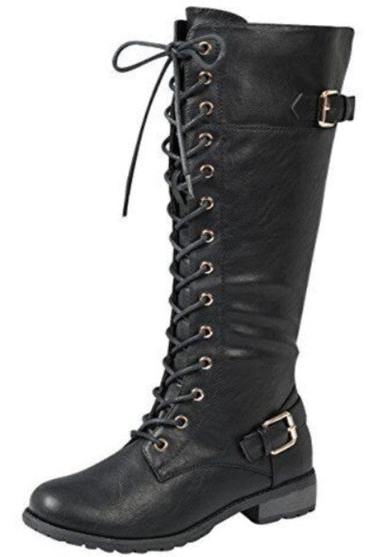 Knee High Buckled Combat Boots