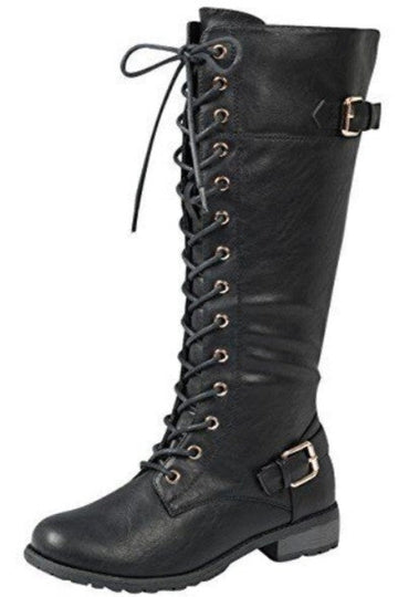 Knee High Buckled Combat Boots