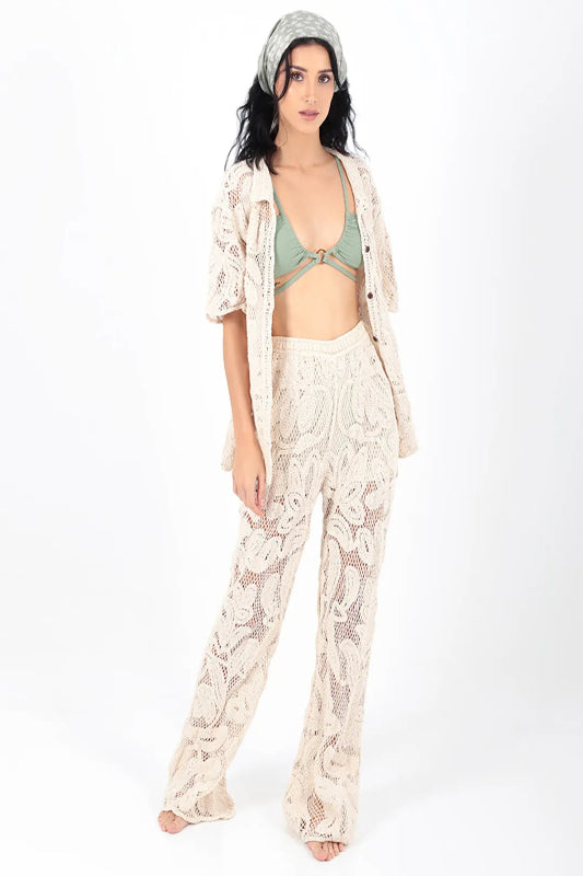 Crochet Top With Pants Set