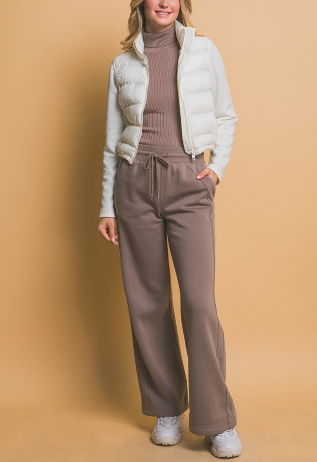 Mock Neck Puffer Jacket W/scuba Sleeves