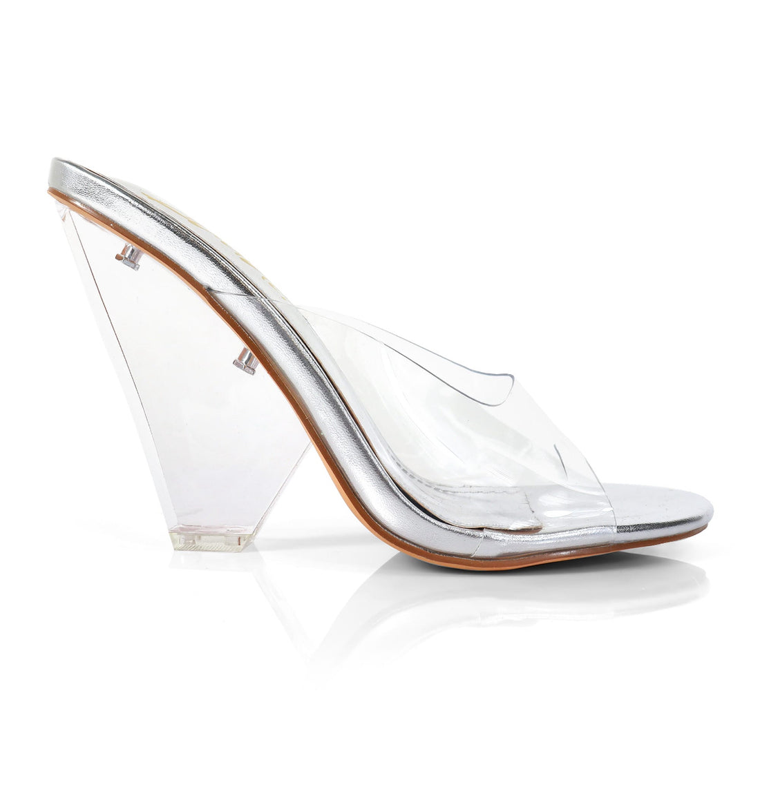 Leila Gold Clear Mule Heels