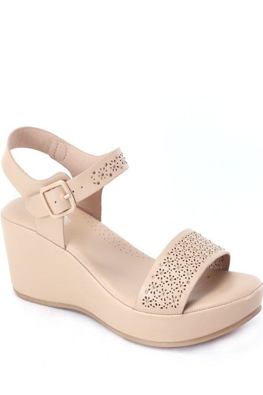Wedge Petterned Top And Ankle Strap