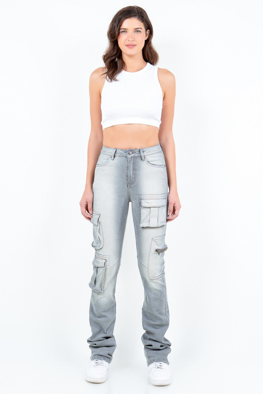 Multi Pocket Slim Stacked Jeans