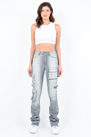 Multi Pocket Slim Stacked Jeans