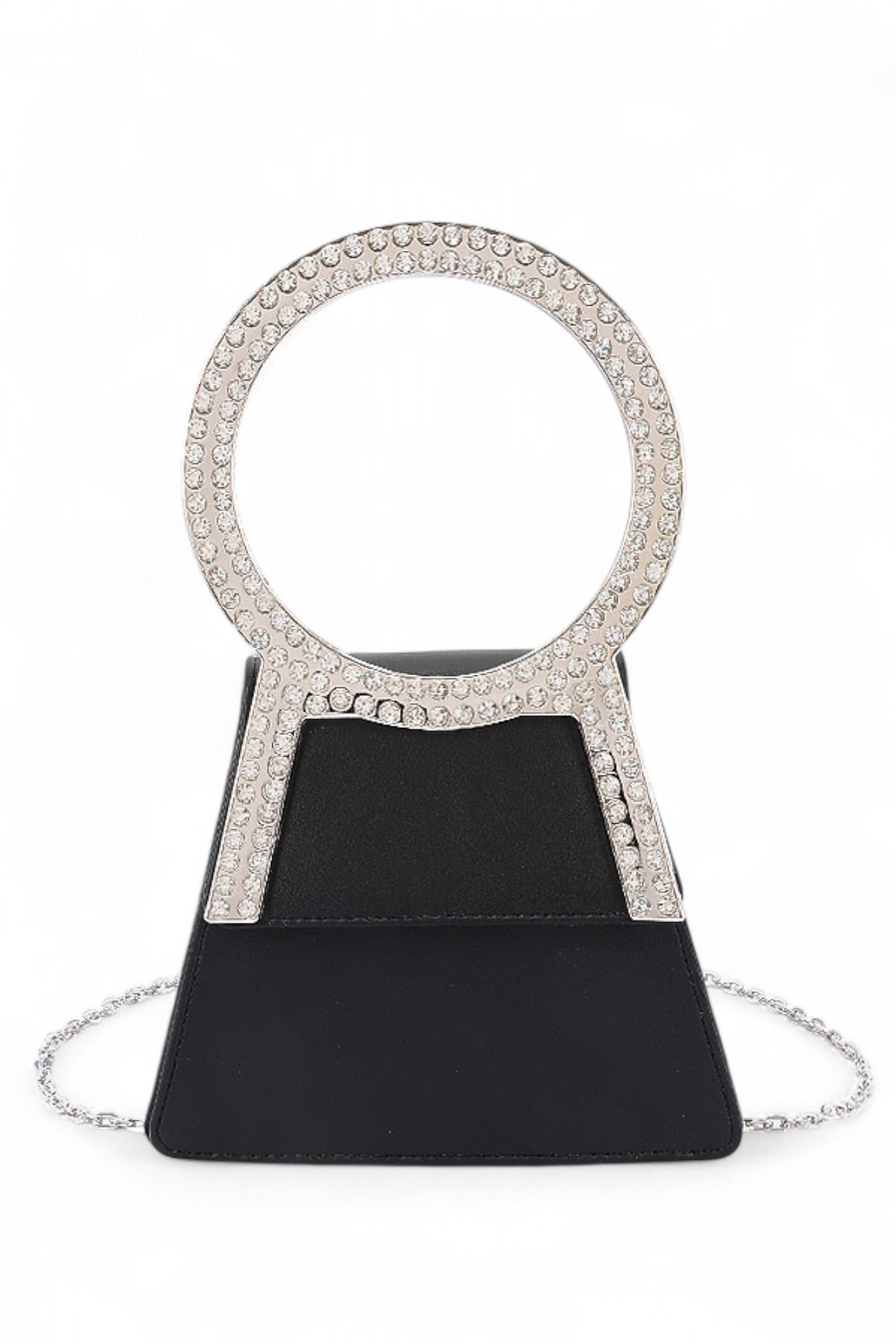 Rhinestone Metal Handle Flap Bag