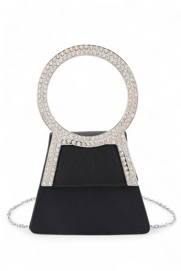 Rhinestone Metal Handle Flap Bag