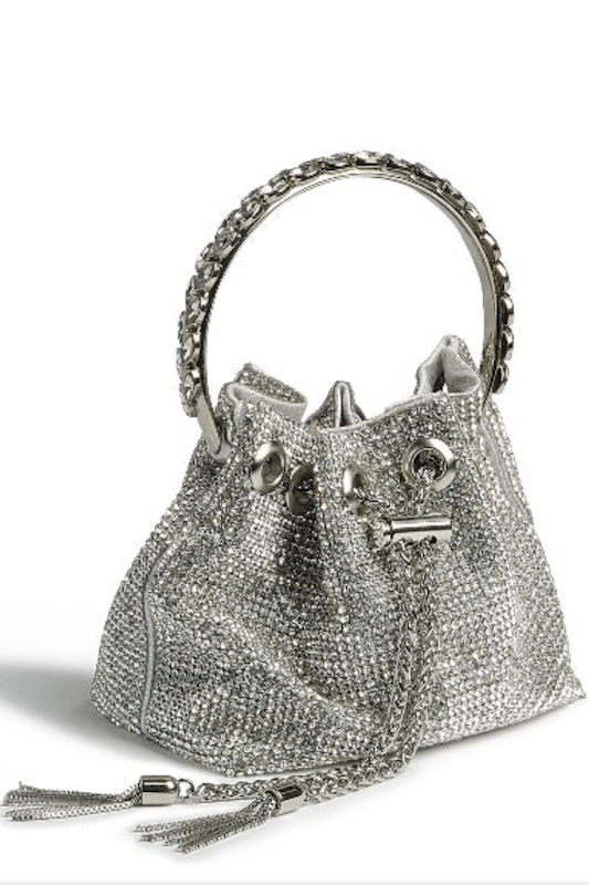 Silver Rhinestone Circle Handle Bag FOREVER LINK INTL INC