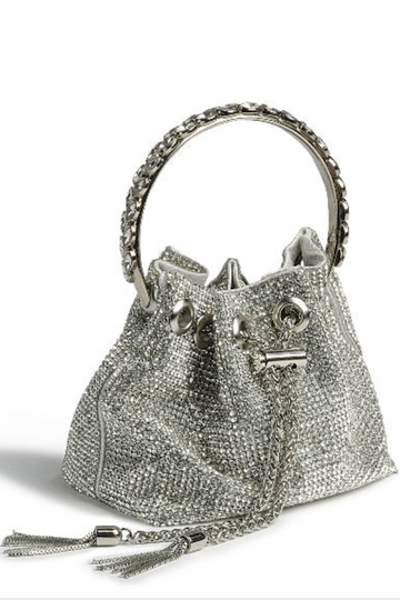 Silver Rhinestone Circle Handle Bag FOREVER LINK INTL INC