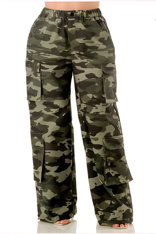 Camo Wide Leg Cargo Pant