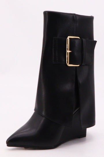 Pointed Toe Fold Over Booties