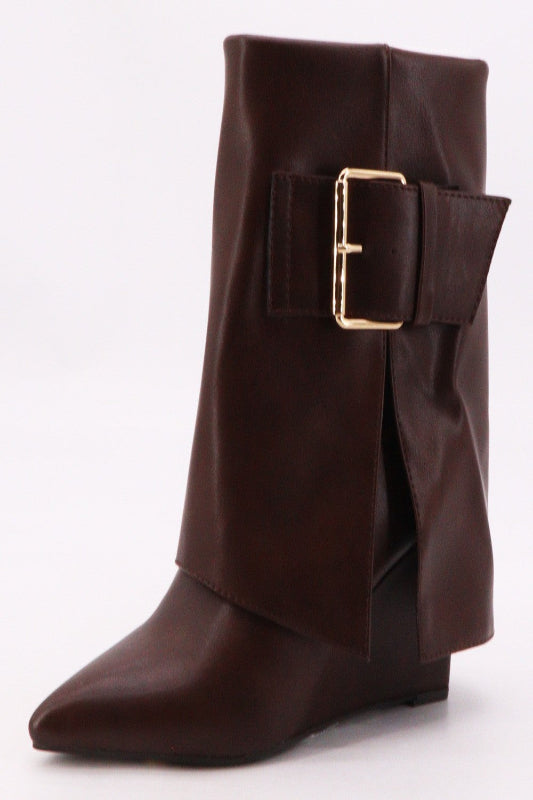 Pointed Toe Fold Over Booties