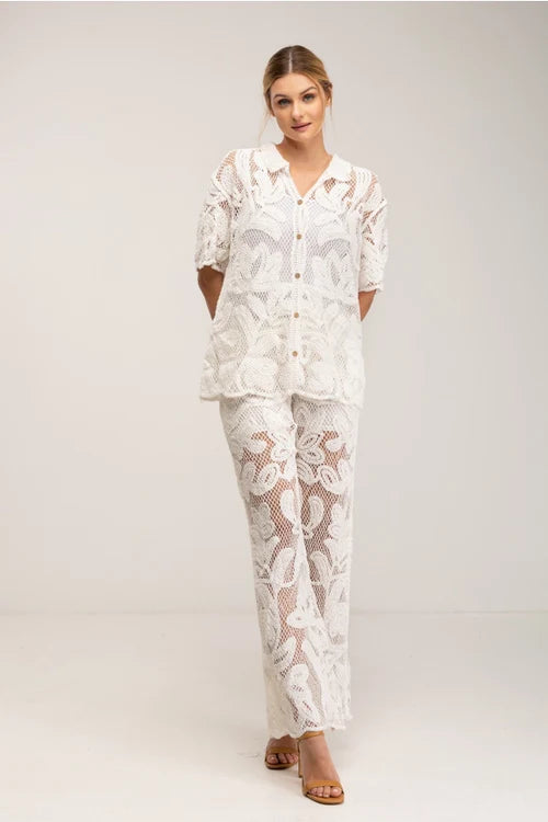 Crochet Top With Pants Set