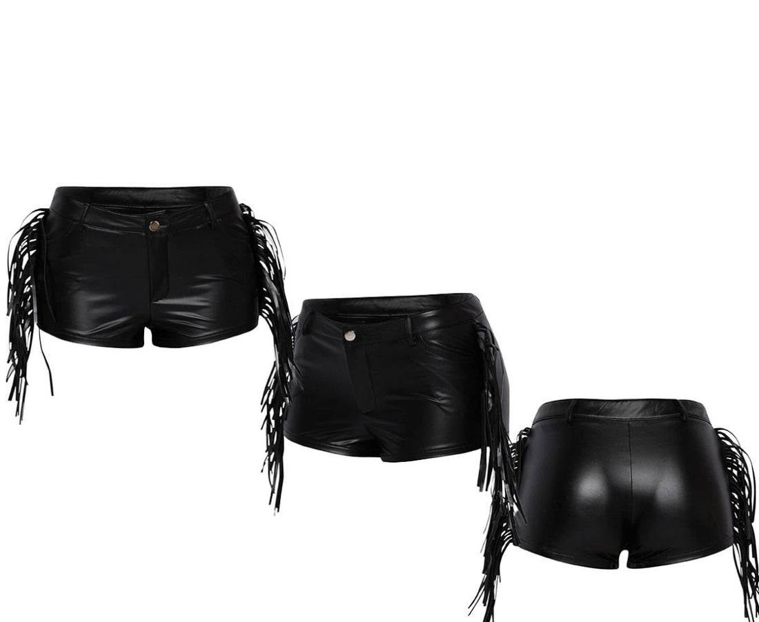Faux Leather Short with Side Fringe