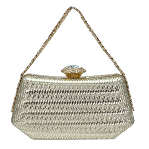 Braided Clutch with Rhinestone Closure